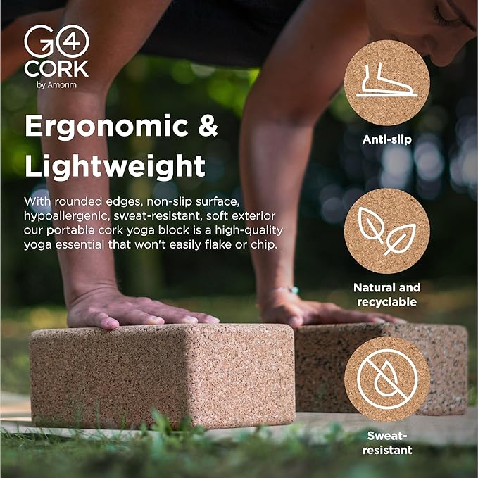 Go4Cork Cork Yoga Block for Yoga, Pilates & Meditation | Non-Slip, Hypoallergenic, Sustainable, Non-Toxic Yoga Block-FlexoryFit