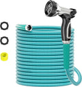 50ft 304 Stainless Steel Garden Hose Metal, Heavy Duty Water Pipe with Nozzles for Yard, Outdoor - Flexible, Never Kink & Tangle, Puncture Resistant (Sky Blue)