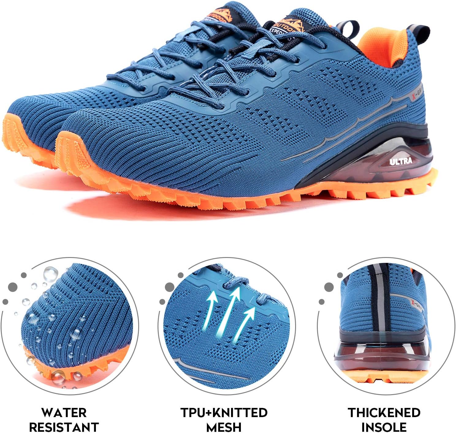 Kricely Men's Trail Running Shoes Fashion Walking Hiking Sneakers for Men Tennis Cross Training Shoe Outdoor Snearker Mens Casual Workout Footwear