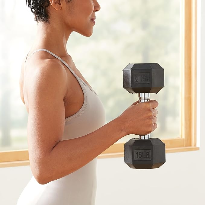Amazon Basics Rubber Hex Dumbbell Hand Weight-FlexoryFit