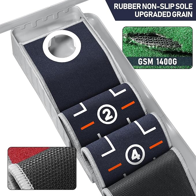 Mini Golf Putting Mat - Indoor/Outdoor with Ball Return Alignment Guide & Durable Velvet Crystal Mat Golf Accessories for Men Enjoy Speedy Wrinkle-Resistant Putting Fun