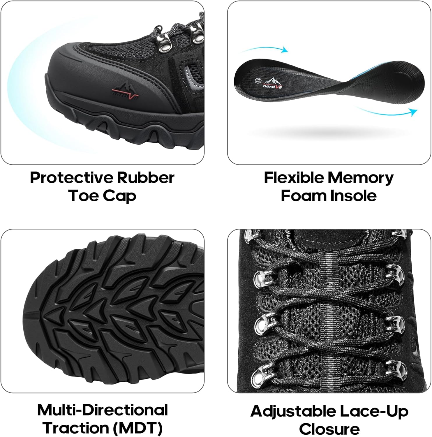 NORTIV 8 Men's Waterproof Hiking Shoes Leather Low-Top Hiking Shoes for Outdoor Trailing Trekking Camping Walking Quest