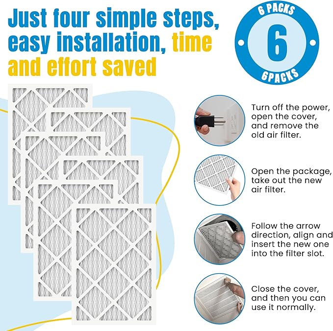 14x20x1 Air Filter,MERV 8,Furnace Air Filter for HVAC,Dust Defense-6packs by MIFLUS