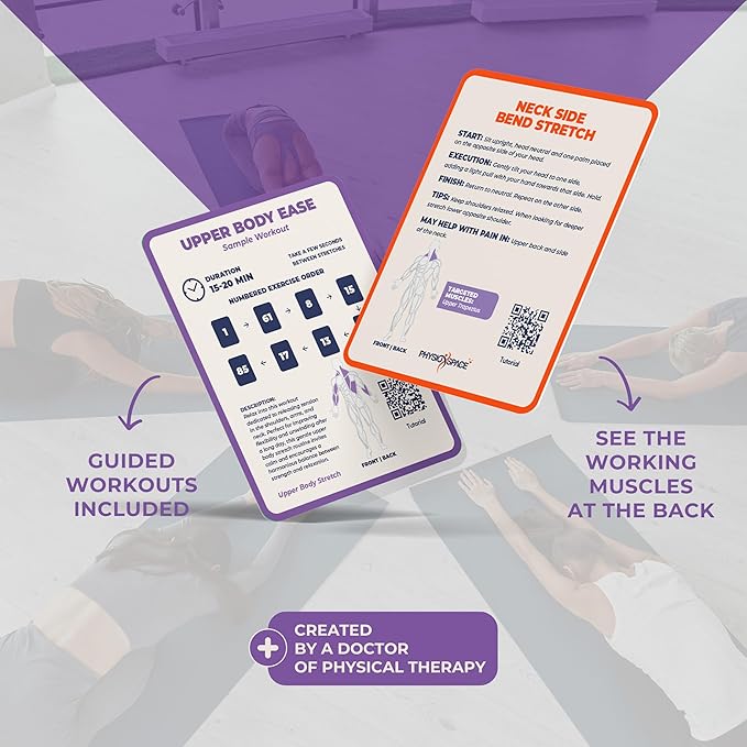 100 Stretching Exercise Flash Cards – Physical Therapy Stretches for Common Conditions (Plantar Fasciitis, Achilles Tendonitis, Sciatica, Back & Hip Pain) – Yoga, Pilates & Everyday Mobility-FlexoryFit
