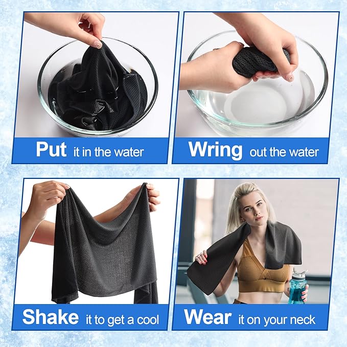 Shellwei 50 Pcs Cooling Towel 40 x 12 Inch Microfiber Workout Towels Breathable Chilly Towel Ice Cool Cold Towels Bulk Fast Drying Absorbent Sweat Rag for Neck Yoga Sports Golf Gym-FlexoryFit