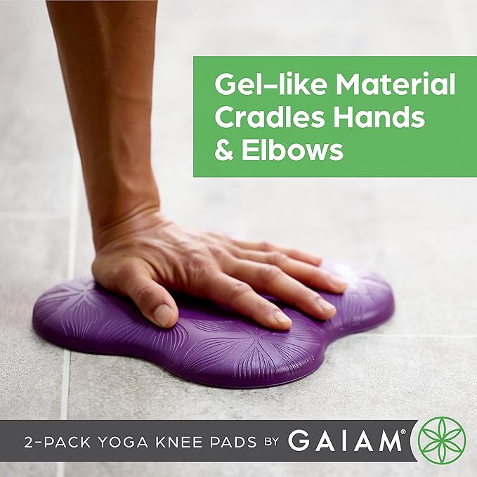 Gaiam Yoga Knee Pads (Set of 2) - Yoga Props and Accessories for Women/Men Cushions Knees and Elbows for Fitness, Travel, Meditation, Kneeling, Balance, Floor, Pilates-FlexoryFit