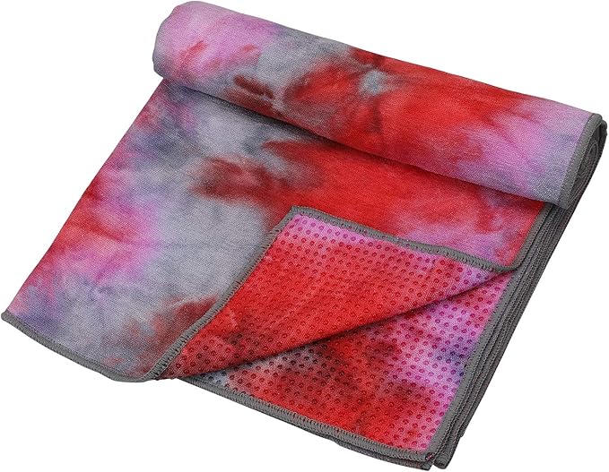 Yoga Towels , Non Slip Hot Yoga Towel Skidless Waffle Texture, 100% Absorbent Odorless Microfiber Yoga Blanket, Standard Sized 24 inchx72 inch Mat Towel (Pink & Red)1-FlexoryFit