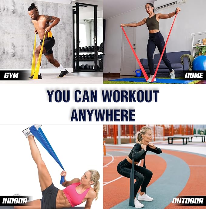 Exercise Resistance Bands for Working Out Set of 5 for Women and Men, Stretch Bands for Exercise, Physical Therapy, Arms Legs Workout, Stretching, Home Fitness-FlexoryFit