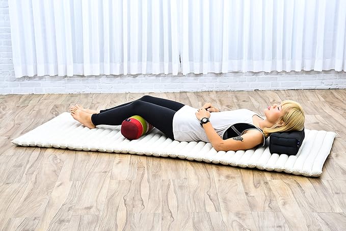 Leewadee Small Yoga Bolster – Shape-Retaining Cervical Neck Roll, Tube Pillow for Comfortable Reading, Kapok Filling, 22 x 6 x 6 inches-FlexoryFit