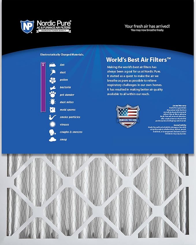 Nordic Pure 20x24x4 (19_3/8 x 23_3/8 x 3_5/8) Pleated MERV 8 Air Filter 1 Pack