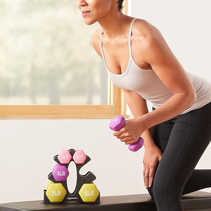 Amazon Basics Neoprene Dumbbell Hand Weights for Exercise and Muscle Toning-FlexoryFit
