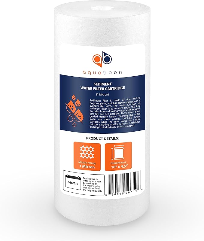 Aquaboon Whole House 1 Micron Water Filter 10 x 4.5 Against Sediment Water Filter Cartridge Replacement Compatible with DGD-5005, AP810, 2-Pack