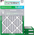 Filterbuy 16x20x2 Air Filter MERV 8 Dust Defense (3-Pack), Pleated HVAC AC Furnace Air Filters Replacement (Actual Size: 15.50 x 19.50 x 1.75 Inches)