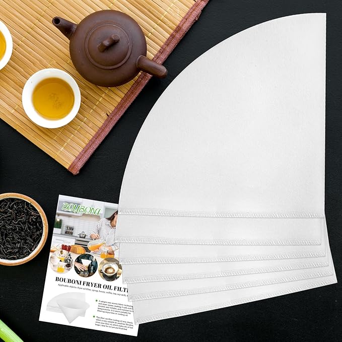 10" Fryer Oil Filter 50pcs Non Woven Cooking Oil Filter Grease Filters for Deep Fryer Maple Syrup Filter Cones White Beeswax Filters for Hotels Restaurants Cafes Food Trucks Kitchens