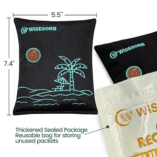 6 x 500 Gram Rechargeable Silica Gel Desiccant Packs, Microwave Reactivated Moisture Absorbers, Color Indicating Reusable Dehumidifier for Car, Closet, Basement, Garage