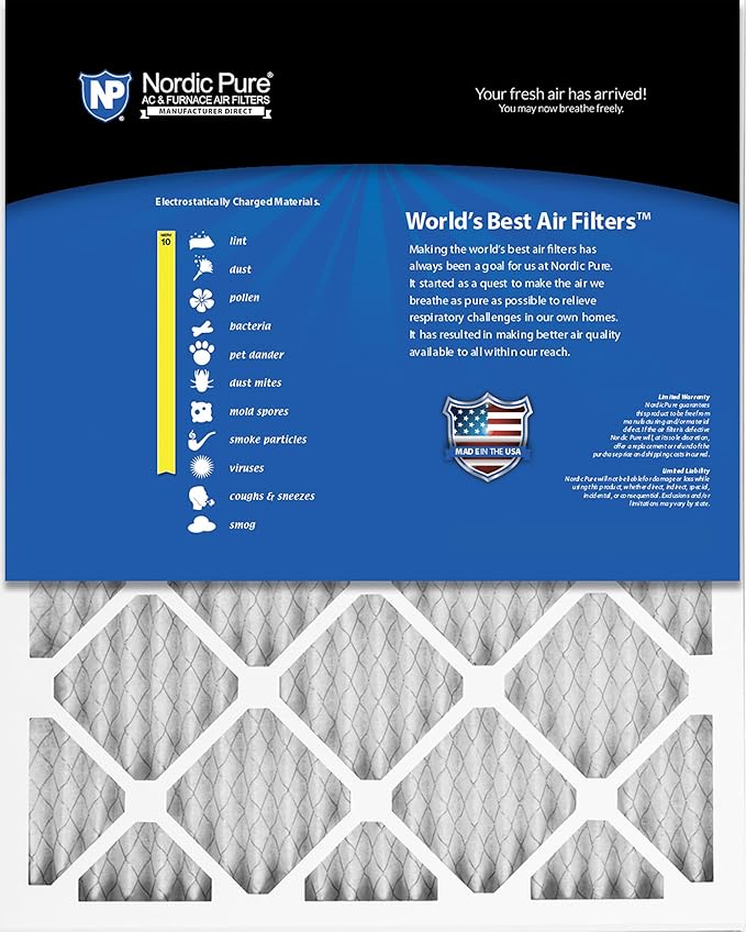 Nordic Pure 12x12x1 (Actual Size: 11 3/4 x 11 3/4 x 3/4) Pleated MERV 10 Air Filters 4 Pack