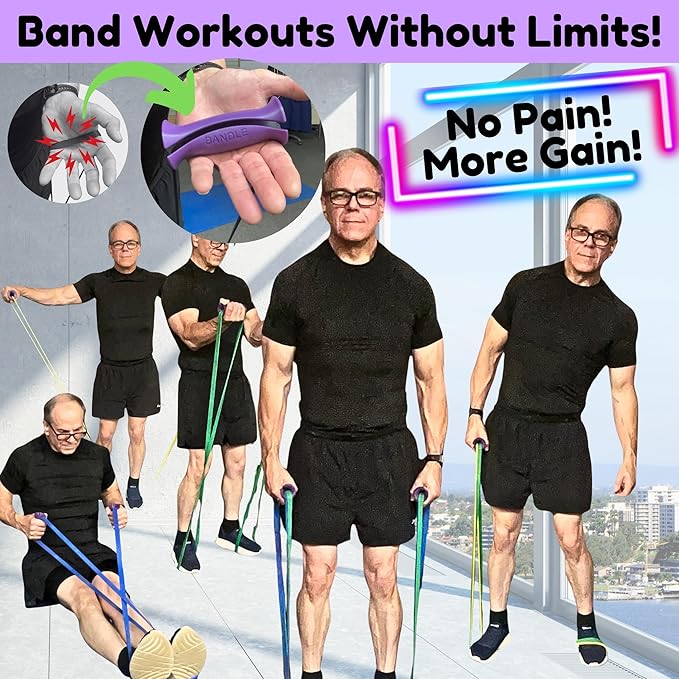 Bandle™ - True Ergonomic Handles for Resistance Bands | Unleash The Full Potential of Pain-Free, Full-Body Workouts | Durable & Comfortable for High-Intensity Training (2 Handles)-FlexoryFit