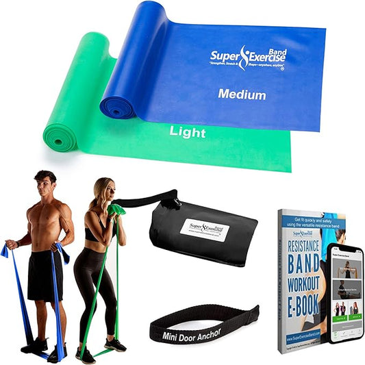 7Ft Long Resistance Bands for Stretching - Resistance Bands Set with Door Anchor - Exercise Bands Including Carry Pouch, E-Book & App - Latex-Free Workout Bands-FlexoryFit