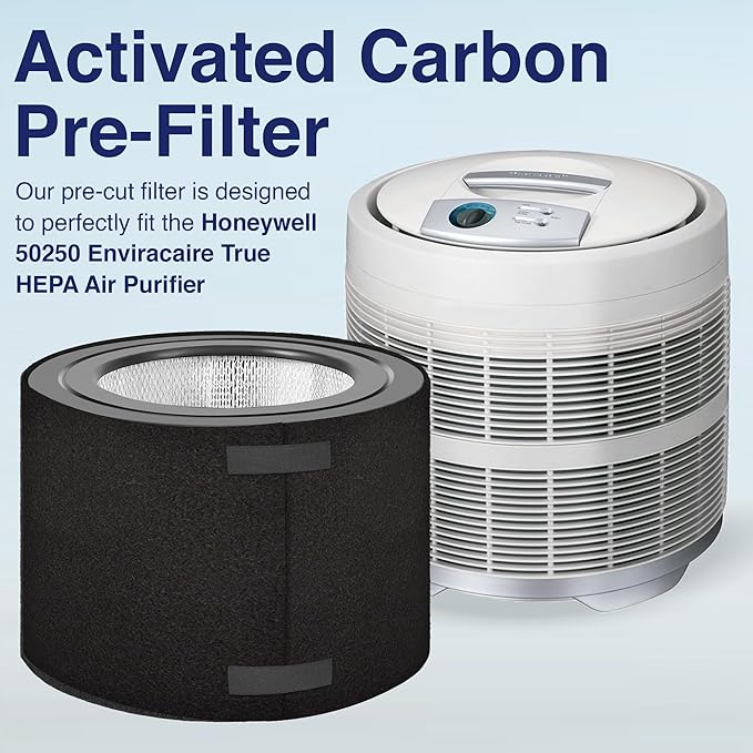 Replacement Pre-Filter Compatible with Honeywell 50250 Air Purifier – Fits Models Using True HEPA Filters – Activated Carbon and Zeolite for Odor Controll (2 Pack)