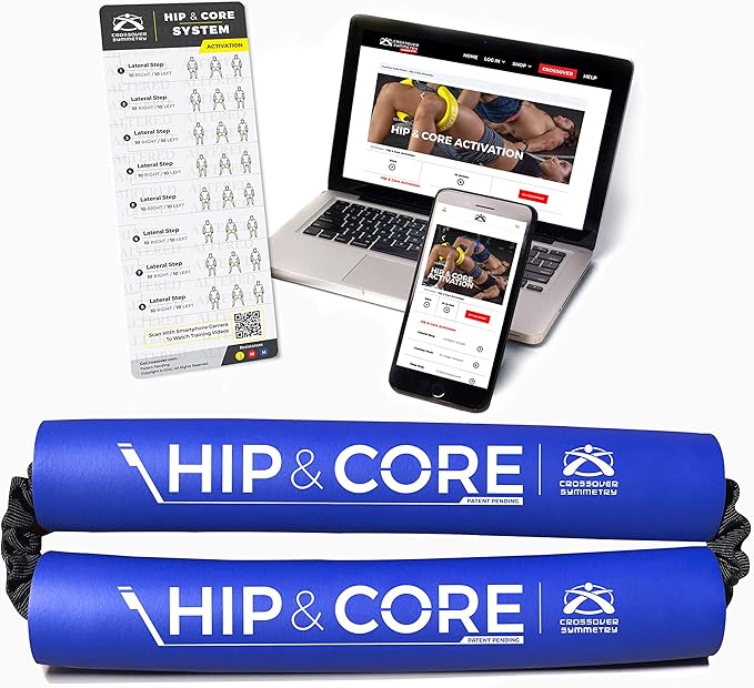 Crossover Symmetry Hip & Core System - Loop Resistance Home Workout Bands to Stretch and Strengthen Legs, Butt, HIPS, Thighs and Glutes, Includes Online Exercise & Training Guide-FlexoryFit