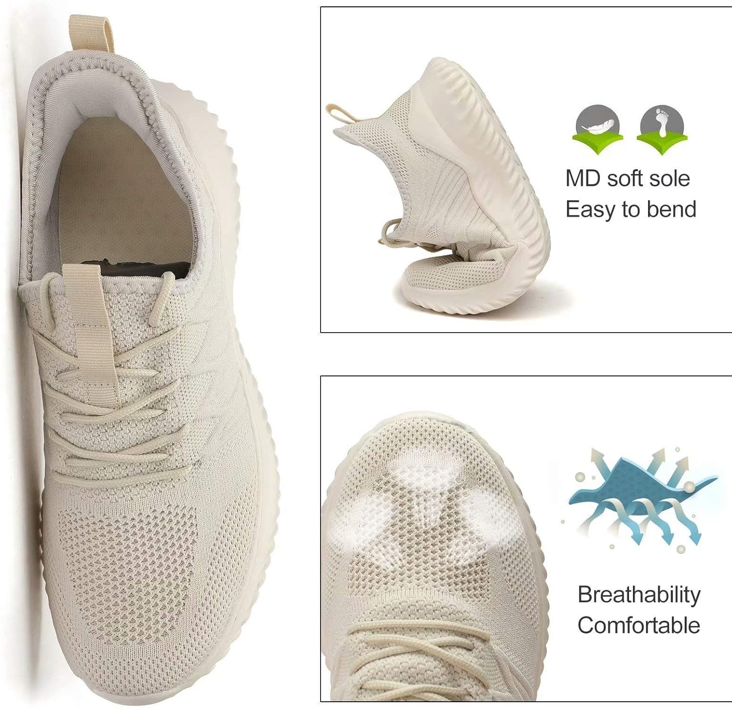 Mens Running Shoes Slip-on Walking Sneakers Lightweight Breathable Casual Soft Sole Trainers