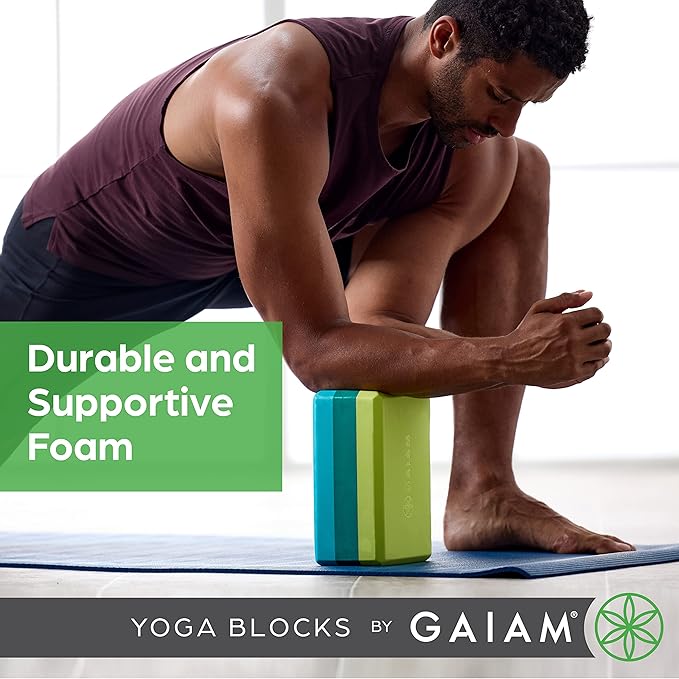 Gaiam Yoga Block - Supportive Latex-Free Eva Foam - Soft Non-Slip Surface with Beveled Edges for Yoga, Pilates, Meditation - Yoga Accessories for Stability, Balance, Deepen Stretches-FlexoryFit