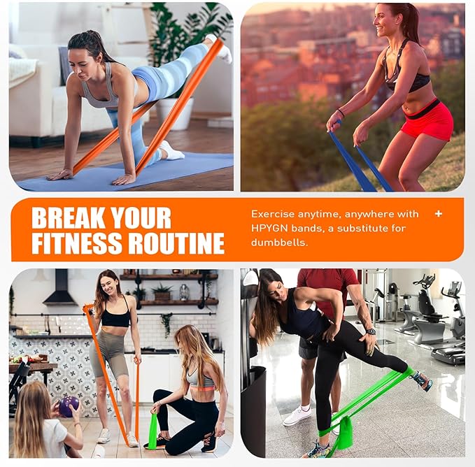 Resistance Bands, Exercise Bands, Physical Therapy Bands for Strength Training, Yoga, Pilates, Stretch Elastic Band with Different Strengths, Workout Bands for Home Gym-FlexoryFit