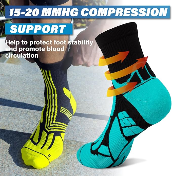 Hylaea Quarter Athletic Running Socks No Blister, Cushion Moisture Wicking Socks for Cycling Sport-FlexoryFit