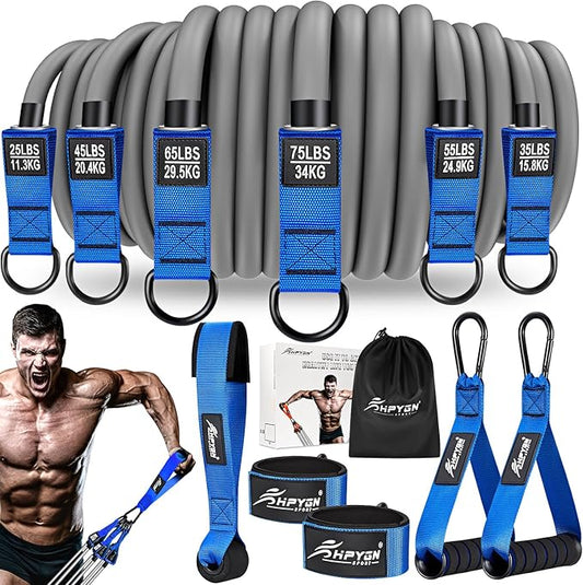 HPYGN Resistance Bands, Heavy Exercise Bands with Handles, Fitness Bands for Working Out, Workout Bands for Men, Weight Bands Set for Muscle Training, Strength, Slim, Yoga, Home Gym Equipment-FlexoryFit