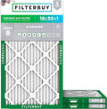 Filterbuy 18x30x1 Air Filter MERV 8 Dust Defense (3-Pack), Pleated HVAC AC Furnace Air Filters Replacement (Actual Size: 17.75 x 29.75 x 0.75 Inches)