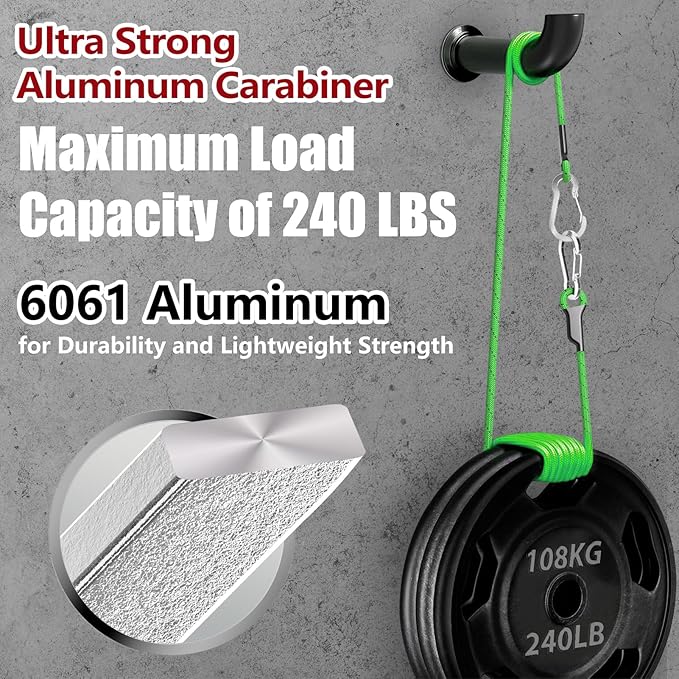 sprookber 3.2 Inch Aluminum Carabiner Clips D Ring, Caribeaner Spring Snap Hook with Keychain for Camping, Hiking, Gym & Outdoor Gear, Set of 10