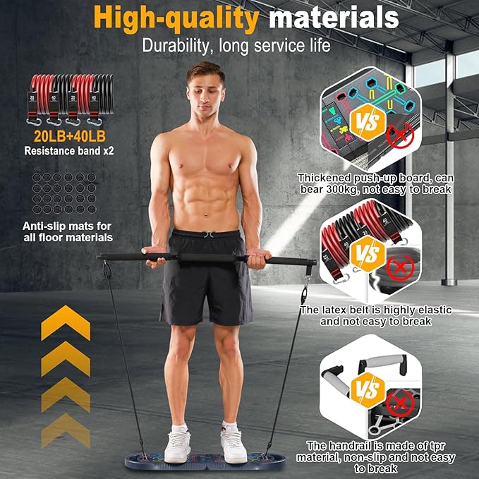 HOTWAVE Portable Exercise Equipment with 16 Gym Accessories.20 in 1 Push Up Board Fitness,Resistance Bands with Ab Roller Wheel,Full Body Workout at Home-FlexoryFit