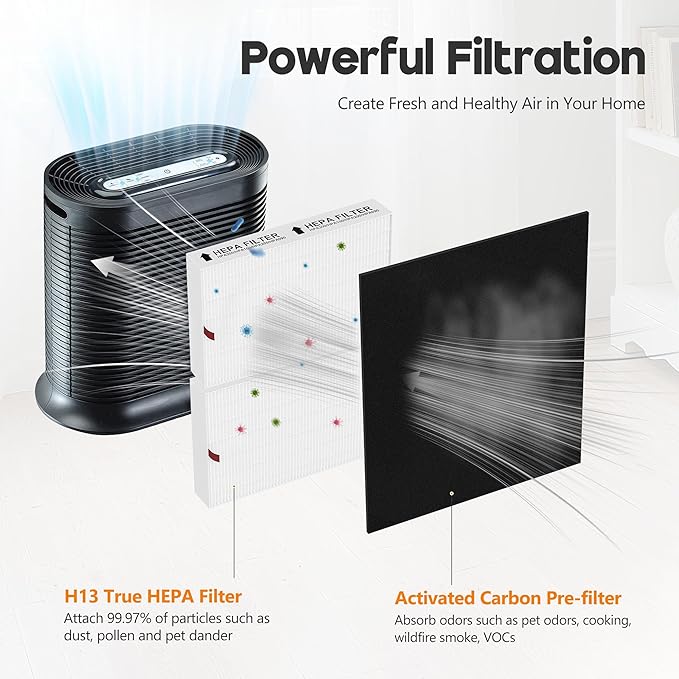 HPA200 Replacement Filter for Honeywell Air Purifi-er HPA200, HPA201, HA202, HPA204, HPA250, HPA5200, 2 R Filter and 2 Activated Carbon Pre-Filter A, 2 Pack