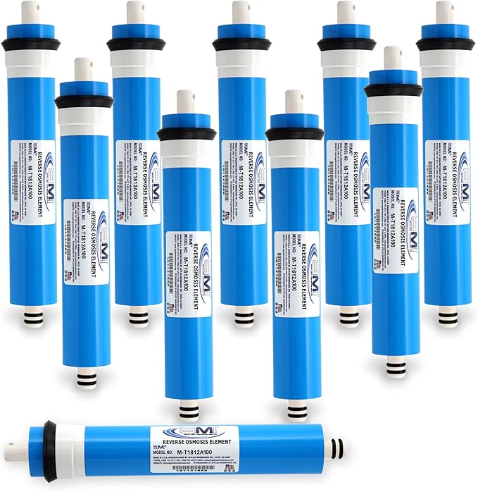APPLIED MEMBRANES INC. 100 GPD Reverse Osmosis Membrane | RO Membrane Water Filter Replacement for Reverse Osmosis Water Filtration System | 1.8? x 12? Universal Compatibility, Pack of 10