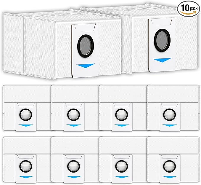 (10 Pieces) T20 OMNI Dust Bag Replacement Vacuum Bags for ECOVACS DEEBOT T20 OMNI, X1 OMNI, X1 PRO OMNI, T10 OMNI Robot Vacuum, Filter Bags Compatible With DEEBOT X1 OMNI Auto-Empty Station