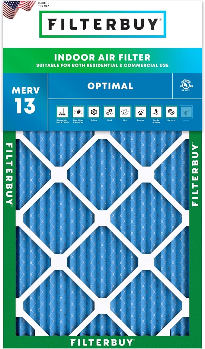 Filterbuy 10x24x1 Air Filter MERV 13 (MPR 1900) Health Defense Replacement (1-Pack), Electrostatic Pleated HVAC AC Furnace Filters, Made in USA (Actual Size: 9.50 x 23.50 x 0.75)