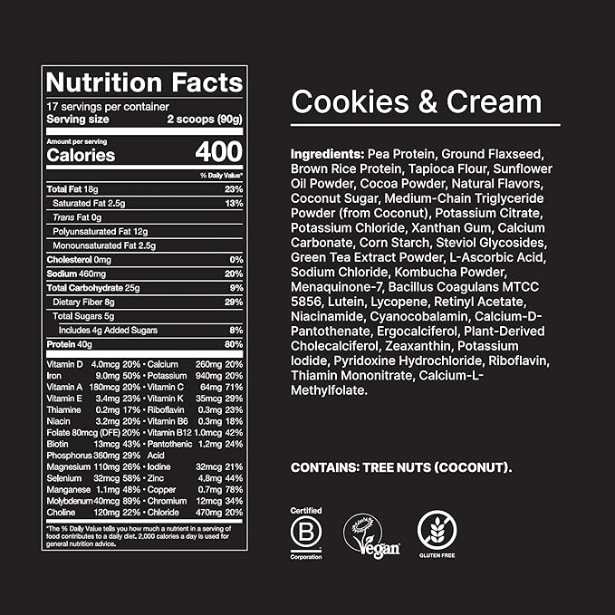 Huel Black Edition Protein Powder Meal Replacement Shake - Cookies and Cream 34 Scoops Packed with 100% Nutritionally Complete Food, Including 40g of Protein, 8g Fiber, 27 Vitamins Minerals 1-FlexoryFit