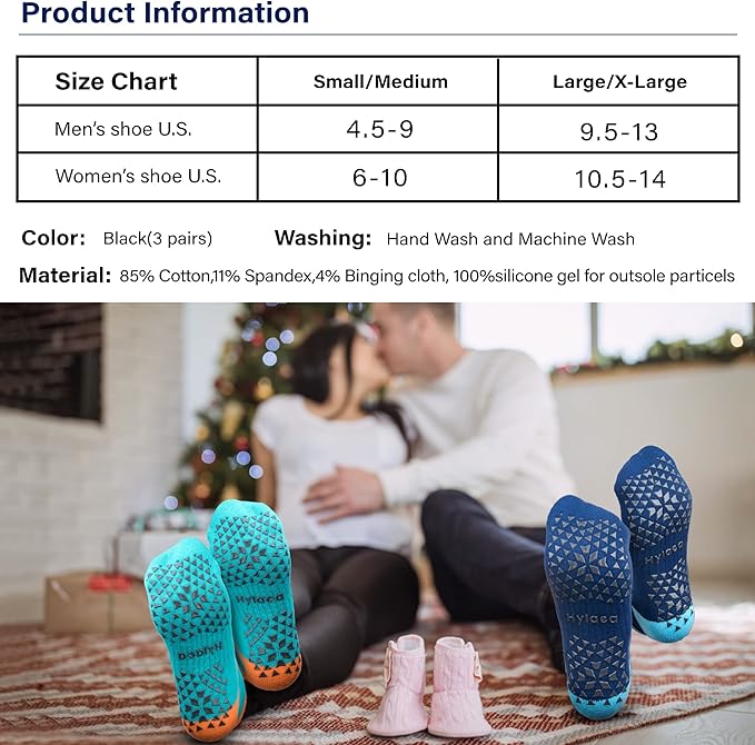 Hylaea Unisex Non Slip Socks with Grip for Yoga, Hospital, Pilates, Barre | Ankle, Cushioned-FlexoryFit