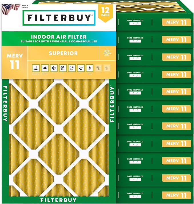 Filterbuy 12x24x2 Air Filter MERV 11 Superior Pet & Allergy Defense, by Filterbuy