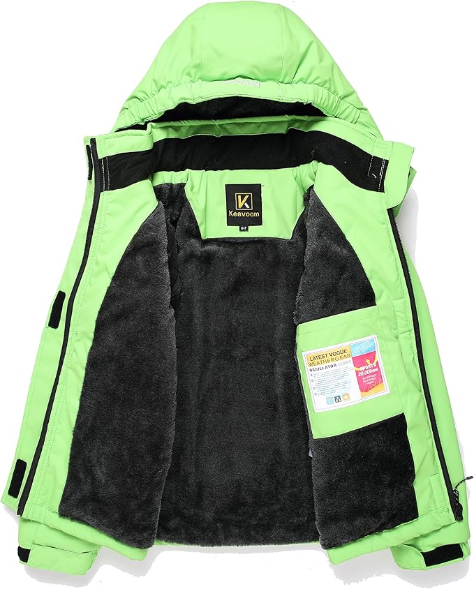 Keevoom Girl's Ski Jacket Winter Warm Thick Snow Coat Windproof Kids Outdoor Hooded Jackets-FlexoryFit