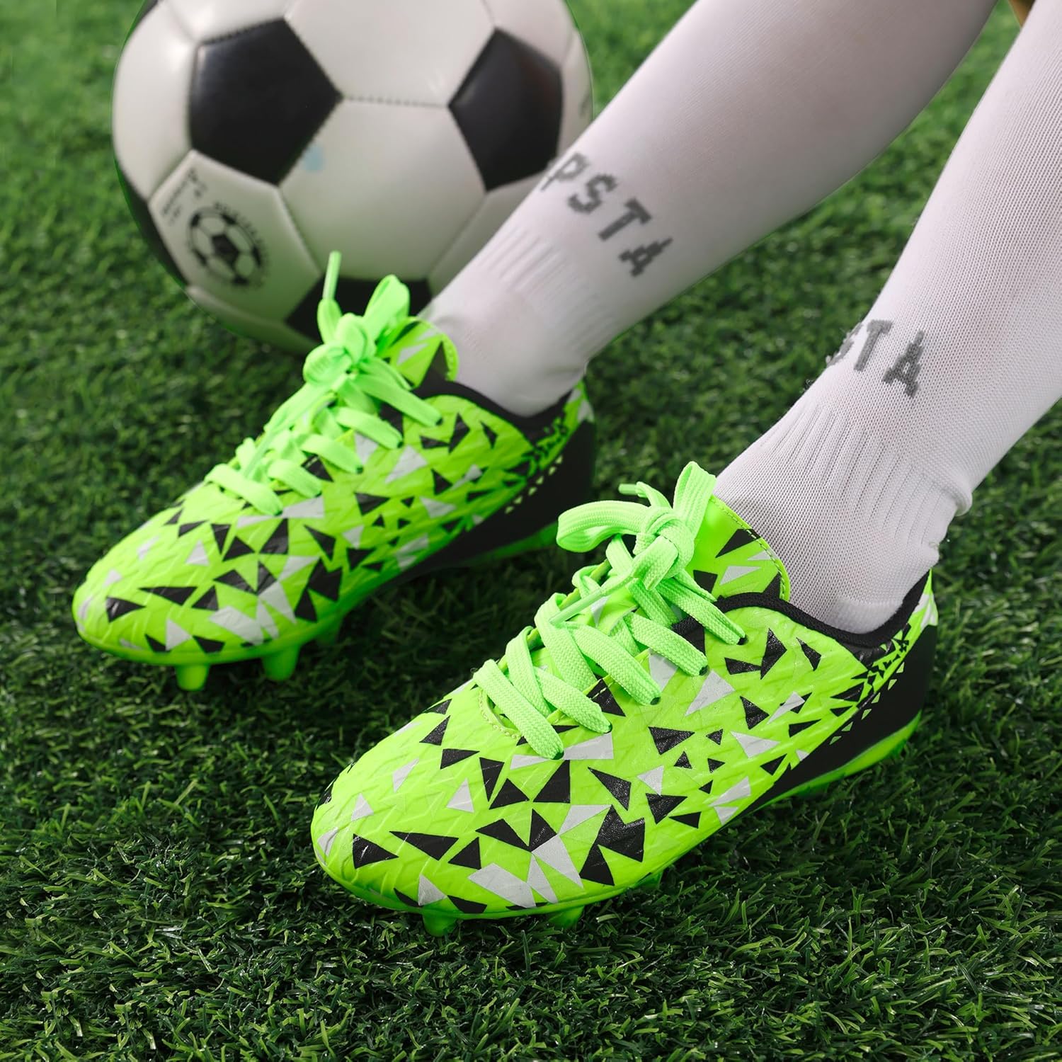 DREAM PAIRS Boys Girls Soccer Cleats Youth Firm Groud Athletic Outdoor Trainning Football Shoes for Little/Big Kid