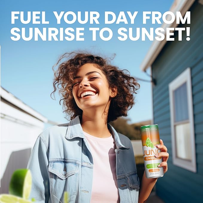 JUNO ENERGY Limeade Still Drink - Sugar Free Electrolytes 125mg Organic Caffeine from Green Coffee Beans, Hydrating with Monk Fruit Sweetener, Organic Lime Juice - Vegan, Gluten Free, 12 Pack-FlexoryFit
