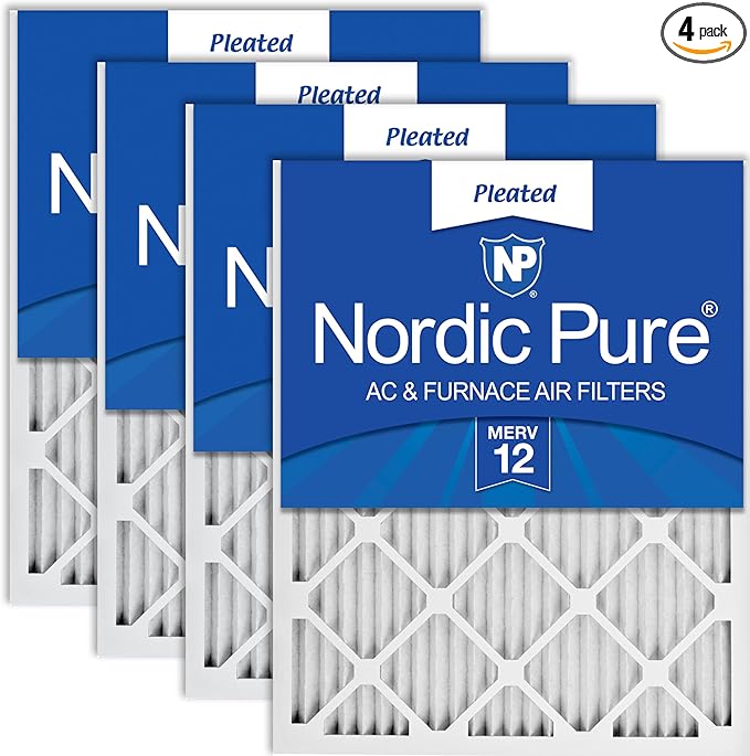 Nordic Pure 12x12x1 (Actual Size: 11 3/4 x 11 3/4 x 3/4) Pleated MERV 12 Air Filters 4 Pack