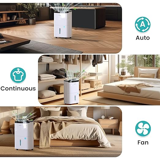 Kesnos 150 Pints 2025 Energy Star Dehumidifier for Home, Basement with Drain Hose & Large Tank, Ideal for Spaces up to 7,000 Sq. Ft. - Portable Commercial Dehumidifier with Auto Defrost & Self-Drying