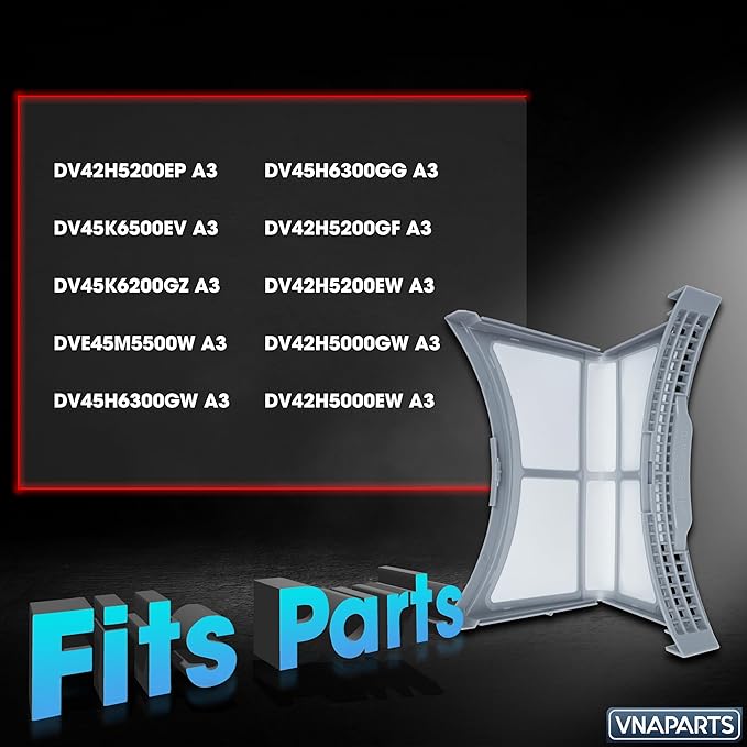 DV42H5200EP A3, DV45K6500EV A3, DV45K6200GZ A3, DVE45M5500W A3, DV45H6300GW A3, DV45H6300GG A3 Dryer Lint Filter Screen Replaces For Samsung DV42H5200GF A3 DV42H5200EW A3 DV42H5000GW A3 DV42H5000EW A3