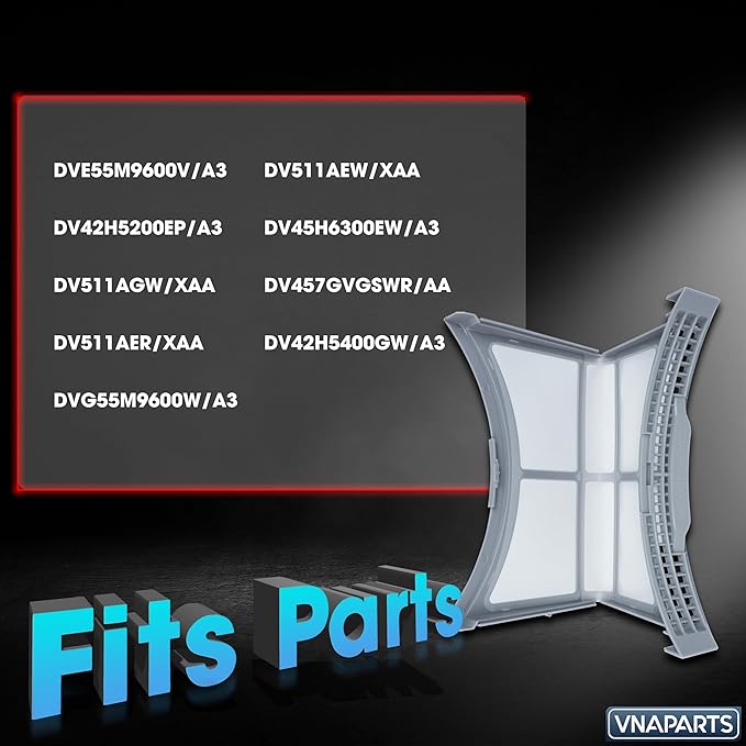 DVE55M9600V/A3, DV42H5200EP/A3, DV511AGW/XAA Dryer Lint Trap Filter Screen for Samsung DV511AER/XAA, DVG55M9600W/A3, DV511AEW/XAA DV45H6300EW/A3, DV457GVGSWR/AA, DV42H5400GW/A3 with Brush