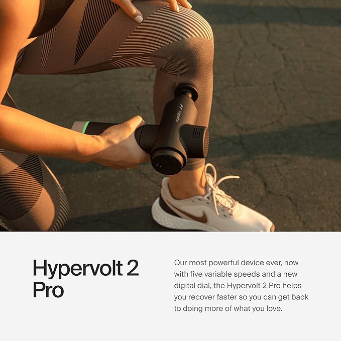 Hyperice Hypervolt 2 Pro - Featuring Quiet Glide Technology - Handheld Percussion Massage Gun - 5 Speeds, 5 Interchangeable Heads - Helps Relieve Sore Muscles and Stiffness FSA-HSA-FlexoryFit