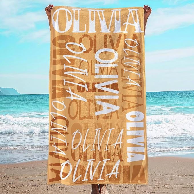 JML Personalized Beach Towel with Name, Custom Beach Towel with Name, Customized Microfiber Pool Towel, Quick Dry & Absorbent Swim Towel for Adult,Anniversary, Birthday, Summer Holiday,Vacation-FlexoryFit