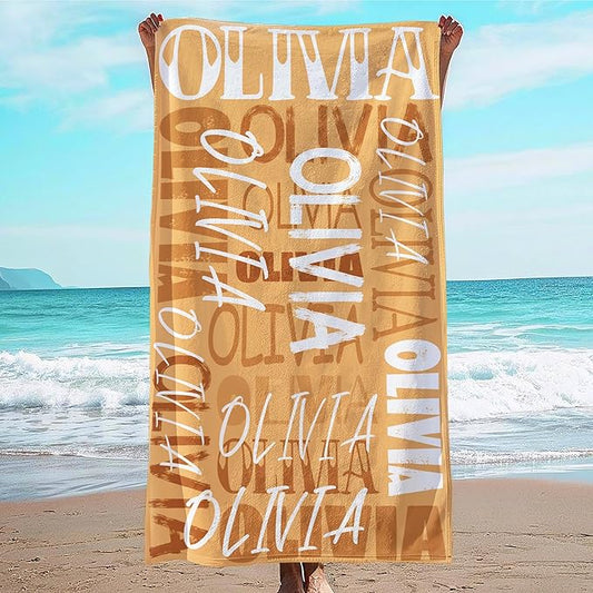 JML Personalized Beach Towel with Name, Custom Beach Towel with Name, Customized Microfiber Pool Towel, Quick Dry & Absorbent Swim Towel for Adult,Anniversary, Birthday, Summer Holiday,Vacation-FlexoryFit