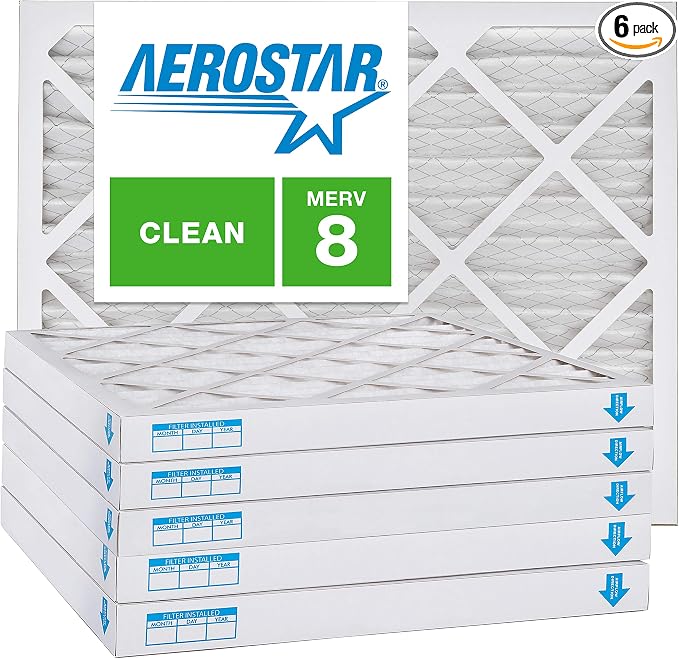 Aerostar 12x20x2 MERV 8, Pleated Air Filter, Box of 6, Made in the USA by AirFiltersDelivered